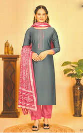 Ambarlyn Roman Silk Salwar Kameez | Embroidered Sequins Work | Ethnic Printed Silk Dupatta